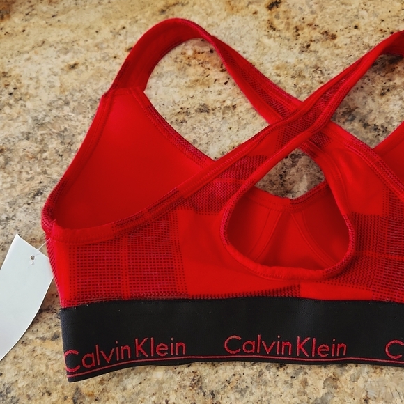 Calvin Klein PLAID Red & Black Printed Bra. NEW. Lightly Lined - Picture 7 of 12